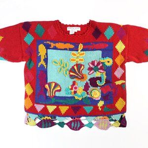 Vintage Crazy Short Sleeve Crochet Sweater - Rebecca Stone